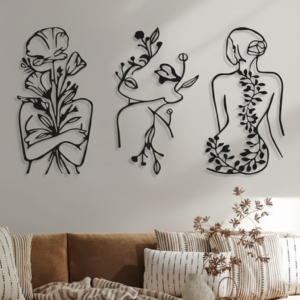 3-Panel-Abstarct Women-Metal Wall Art