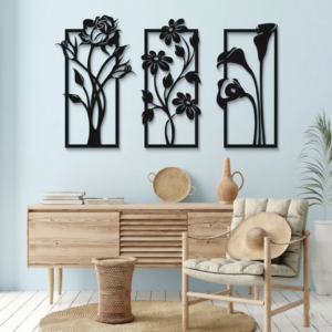 3 Panel Flowers-Metal Wall Art